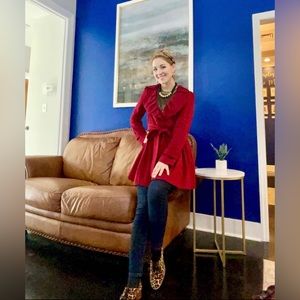 SOLD * Winter red long jacket dress